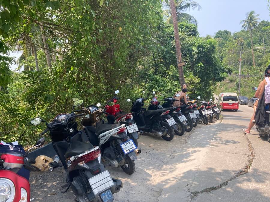 Scooters Parked by Secret Beach Entrance