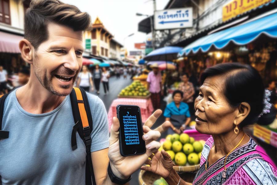 Tourists-Using-Thai-Translation-App